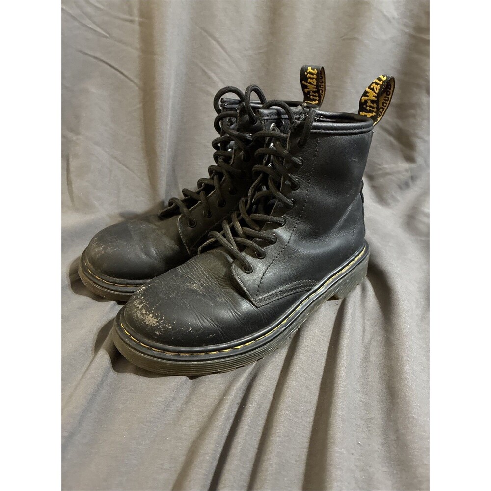 Doc Dr. Martens 1460 J Black Leather Combat Boots W3 | M2 Side Zip
